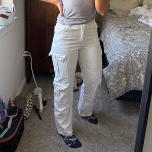White jean cargo pants